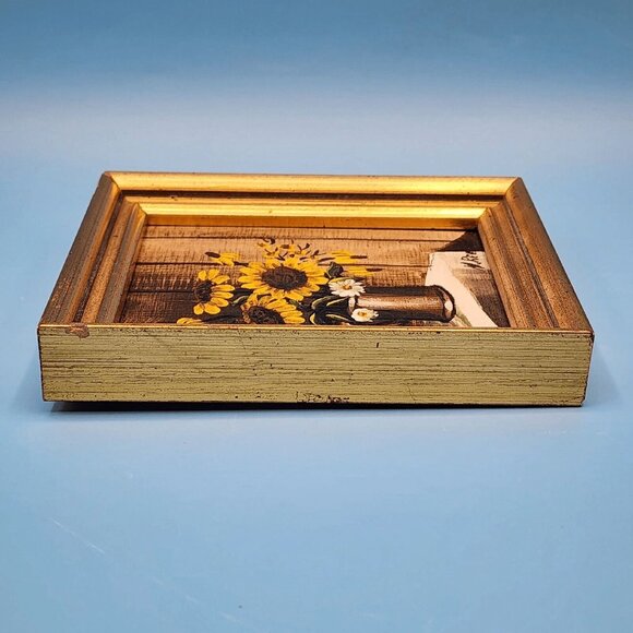 Sunflowers Miniature Oil Painting by Norma Reeves Floral Still Life 3.75x4.5 - Picture 7 of 10